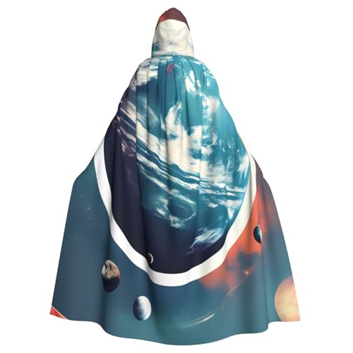 Unisex Erwachsene Weltall Planet Erde Druck Lange Kapuze Umhang Cosplay Kostüme für Partys und Themenveranstaltungen von ENRPTY