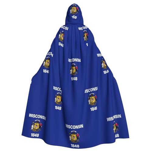 Unisex Erwachsene Wisconsin State Flag Print Long Hooded Cloak Cosplay Kostüme für Partys und Themenveranstaltungen von ENRPTY