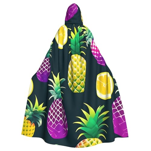 Unisex Erwachsene bunte Früchte Ananas Druck lange Kapuze Umhang Cosplay Kostüme für Partys und Themenveranstaltungen von ENRPTY