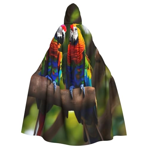 Unisex Erwachsene bunte Papageien auf Baum Druck langer Kapuzenumhang Cosplay Kostüme für Partys und Themenveranstaltungen von ENRPTY