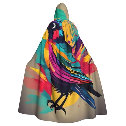 Unisex Erwachsene bunter Vogel-Druck, langer Umhang mit Kapuze, Cosplay-Kostüme für Partys und Themenveranstaltungen von ENRPTY