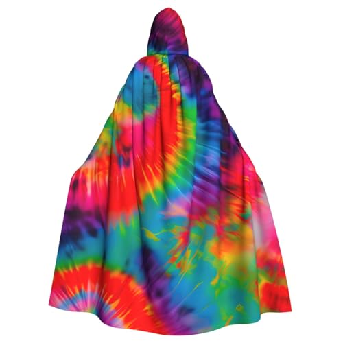 Unisex Erwachsene buntes Batikmuster Druck langer Kapuzenumhang Cosplay Kostüme für Partys und Themenveranstaltungen von ENRPTY