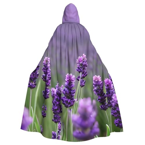 Unisex Erwachsene lila Lavendelfarbene Blumen Druck lange Kapuzenumhang Cosplay Kostüme für Partys und Themenveranstaltungen von ENRPTY
