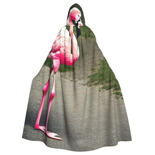 Unisex Erwachsene rosa Flamingo-Druck langer Kapuzenumhang Cosplay Kostüme für Partys und Themenveranstaltungen von ENRPTY