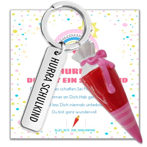 ENSTAB Einschulung Geschenk Mini Schultüten Füllung Schulanfang Geschenk Schulkind mit Grußkarte GeschenkboxGeschenk (Schultüten-Rot) von ENSTAB