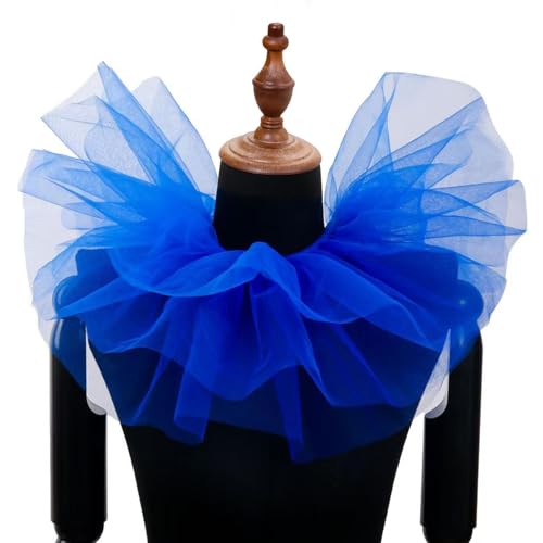 ENSTAB Halloween Kostüm Damen Herren Viktorianischen Neck Tüll Kragen Clown Gerüschte Halskette Kostüm Zubehör Halloween Karneval Kostüm Erwachsene (Blau) von ENSTAB