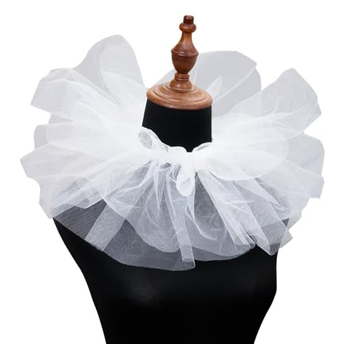 ENSTAB Halloween Kostüm Damen Herren Viktorianischen Neck Tüll Kragen Clown Gerüschte Halskette Kostüm Zubehör Halloween Karneval Kostüm Erwachsene (Weiß) von ENSTAB