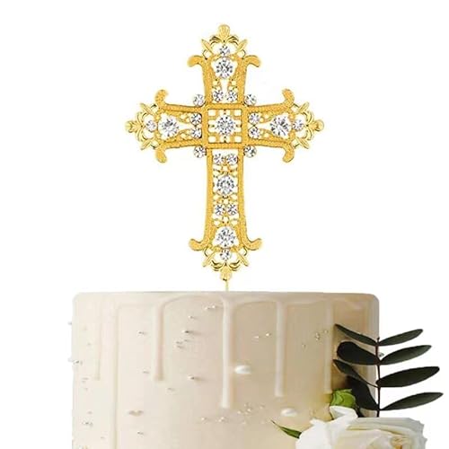 Kreuz Tortendeko Gold Taufe Konfirmation Kommunion Cake Topper Diamantkreuz Kuchen Deko von ENSTAB