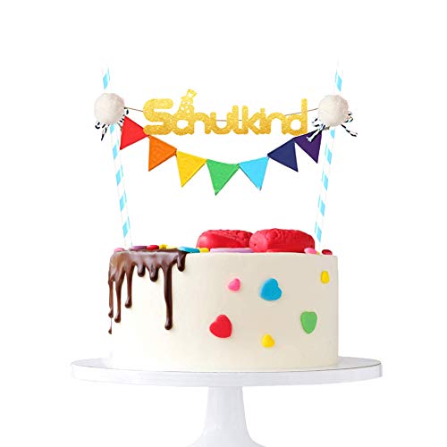 Schulkind Tortendeko Bunt Schulanfang Kuchen Dekoration Schulkind Cake Topper Mädchen und Junge von ENSTAB