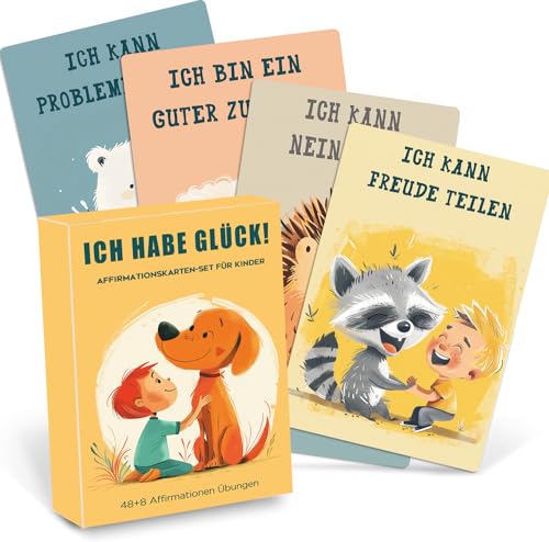 ENYACOS 48 Affirmationskarten und 8 beschriftbaren Kärtchen für Kinder,Achtsamkeitskarten, gefühlskarten,Mutmacherkarten für Kinder- mit Pädagogen entwickelt (A) von ENYACOS