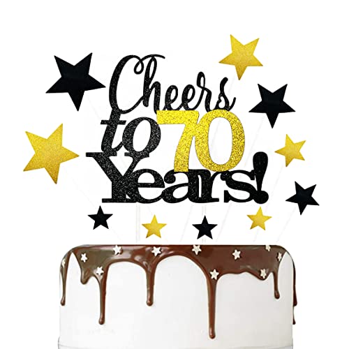 ENYACOS cheers to 70 years cake topper,Happy Birthday Tortendeko 70,Glitzer Cake Topper Geburtstag,Birthday Kuchen Cupcake Topper, Gold Kuchen Dekoration für 70 Geburtstagsfeier Zubehör (70) von ENYACOS