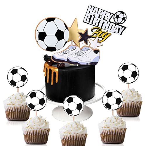 ENYACOS Fußball Topper für Kuchen und Cupcakes Fußball Geburtstagstorte Topper, Fußball Geburtstagstorte Dekoration, für Fußball-Partydekorationen Sportparty-Dekorationen (Fußball) von ENYACOS