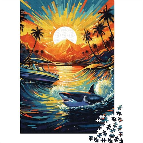 Hai Puzzle 1000 Teile Schwer Puzzle Spielzeug Lernspiel Impossible Herausforderungsspielzeug Für Erwachsene Kinder 1000pcs (75x50cm) von ENYISIYULO