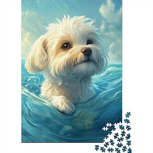 Malteserr Hund Puzzle 1000 Teile Schwer Puzzle Spielzeug Pädagogisches Spiel Impossible Herausforderung Spielzeug Für Erwachsene Und Kinder Ab 12 Jahren 1000pcs (75x50cm) von ENYISIYULO