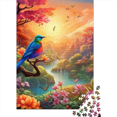 Vögel und Blumen Puzzles 1000-teilige Schwer Puzzle Spielzeug Lernspiel Impossible Herausforderungsspielzeug Für Erwachsene Kinder 1000pcs (75x50cm) von ENYISIYULO