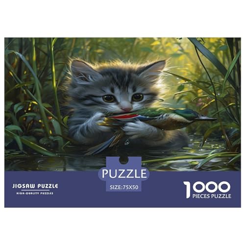 Cute Kat Puzzlespiel 1000 Teile Puzzle Für Erwachsene Und Kinder Ab 14 Jahren, Erwachsenen Puzzlespiel Puzzel 1000pcs (75x50cm) von EOADVBZGR