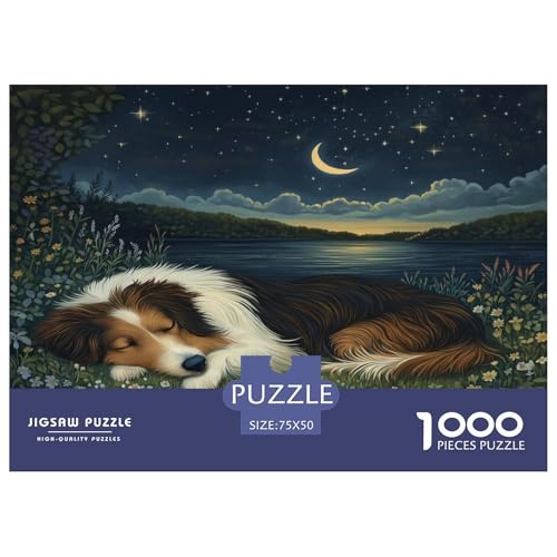 Shetland SchafeHund 1000 Teile,Impossible Puzzle,Geschicklichkeitsspiel Für Die Ganze Familie, Erwachsenen Puzzlespiel Puzzel 1000pcs (75x50cm) von EOADVBZGR