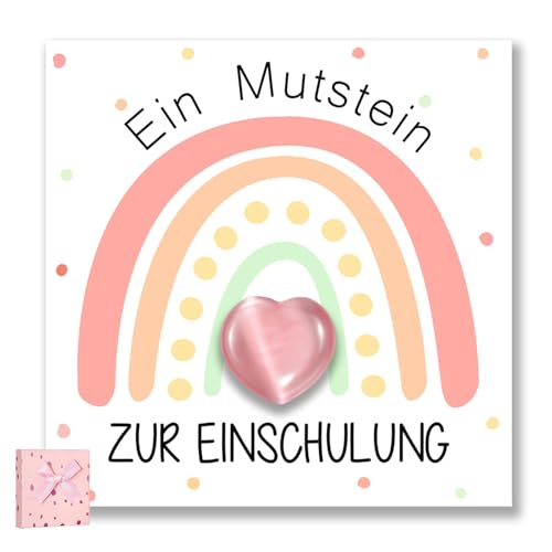 EOAMGO Mutmachstein zur Einschulung – Geschenk für Kinder zum Schulanfang – Glücksstein mit liebevoller Botschaft – Einschulungsgeschenk für Mädchen & Jungen – Andenken erster Schultag (Rosa) von EOAMGO