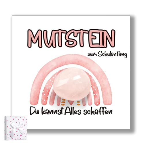 EOAMGO Mutmachstein zur Einschulung – Geschenk zum Schulanfang für Kinder – Glücksstein mit Spruch & Karte – Andenken Einschulung Jungen & Mädchen – Erster Schultag Geschenkidee (Rosa) von EOAMGO