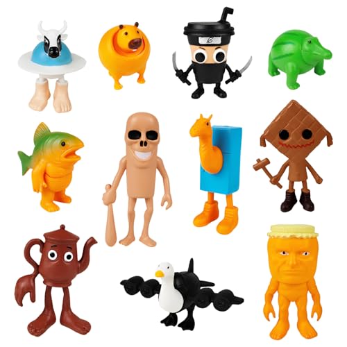 Italian Brainrot Figuren 11er Set, Tung Tung Tung Tung Sahur, Tralalero Tralala Spielzeugfiguren Für Erwachsene, lustige Schreibtischdekoration Hai, Krokodil, Affe, Kultiges Geschenk (11 Stück) von EOAMGO