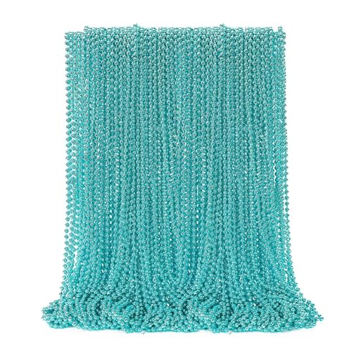 50 Stück Mardi Gras Perlen, metallisch-blaue Perlen-Halskette, Partyzubehör, 83,8 cm, Karnevals-Halskette, für Damen und Herren, Festival-Parade, Überwurf-Zubehör für Hochzeit, Geburtstag von EOBOH