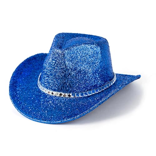 EOGIMI Herren & Damen Cowboyhut Western Style Glitzer Cosplay Party Kostüm Hüte Blau von EOGIMI