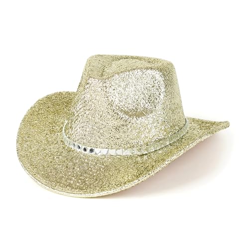EOGIMI Herren & Damen Cowboyhut Western Style Glitzer Cosplay Party Kostüm Hüte Gold von EOGIMI