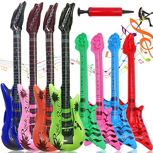 4 Stück Luftgitarre,4 Aufblasbare Bass,Aufblasbare Gitarre Bunt,4 Farben Luft-Gitarren Air-Guitar,Luftgitarren Zum Aufblasen Gitarre Aufblasbar für Party Props von EOGRFW