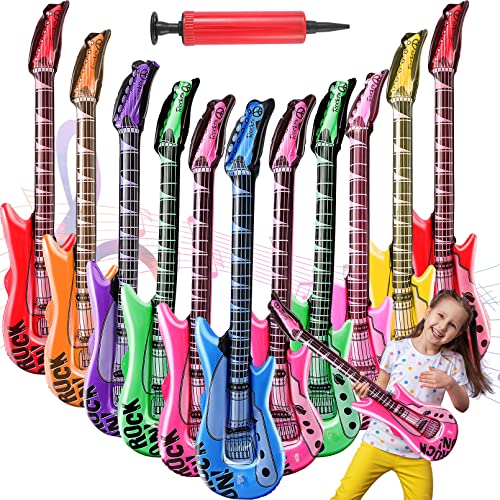 Aufblasbare Gitarre, 12-teilig, Spielzeug für Gitarre Rock Star 36 Zoll, aufblasbare Gitarre in verschiedenen Farben, bunte Rock 'N Roll Party Favor für die 80er und 90er Jahre Aufblasbare Gitarre, 12-teilig, Spielzeug für Gitarre Rock Star 36 Zoll, aufblasbare Gitarre in verschiedenen Farben, bunte Rock 'N Roll Party Favor für die 80er und 90er Jahre von EOGRFW