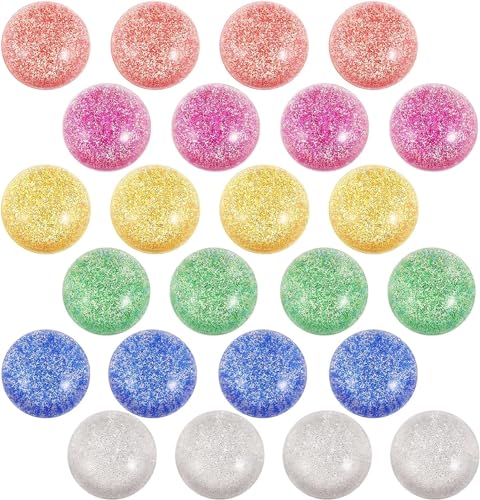 EOGRFW 24 Stück Flummies für Kinder,32mm Flummis,Flummi Glitzer Hüpfbälle,6 Farben Gummiball Kinder Mitgebsel Kindergeburtstag Partygeschenke Gastgeschenke Gummibälle Klein von EOGRFW