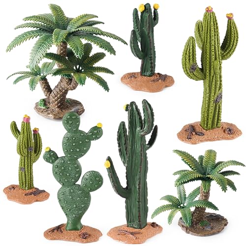 EOIVSH Desert Diorama Supplies with Cactus Kit and Palm Tree Model, Artificial Greenery Plant Cacti Decoration, Rainforest Diorama Project von EOIVSH
