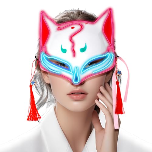 EOJDDPA LED-Beichtmaske mit 3 Farbmodi - Beleuchtete Gesichtsmaske für Kostümpartys, Cosplay & Karneval, Squid Game-Stil Dekoration(Fuchs-Design) EOJDDPA LED-Beichtmaske mit 3 Farbmodi - Beleuchtete Gesichtsmaske für Kostümpartys, Cosplay & Karneval, Squid Game-Stil Dekoration(Fuchs-Design) von EOJDDPA