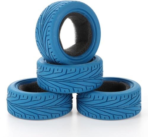 EONANT 1/10 RC Road Car Reifen für 1/10 HSP Tamiya HPI Kyosho RC Road 65mm Gummireifen Autoteile, 4er Pack (Blau) von EONANT