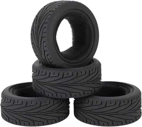 EONANT 1/10 RC Road Car Reifen für 1/10 HSP Tamiya HPI Kyosho RC Road 65mm Gummireifen Autoteile, 4er Pack (Schwarz) von EONANT