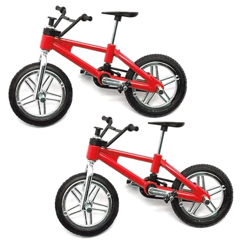 EONANT 2 Stück Mini Fahrrad Zubehör Modell Puppenhaus Dekor Mikro Szene Dekoration für 1/10 Skala RC Crawler Auto SCX10 TRX4 Tamiya CC01 D90 D110 (Rot) von EONANT