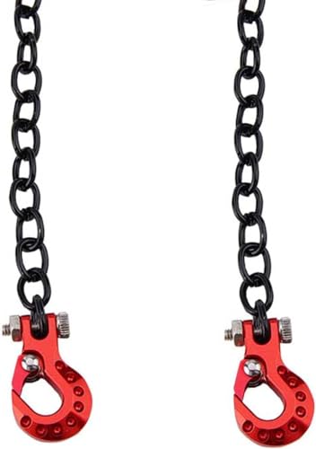 EONANT Mini-Metall-Anhängerkette mit dekorativem Abschlepphaken, kompatibel mit RC Rock Crawlern im Maßstab 1:10: Axial SCX10, TRX4, D90, Tamiya CC01, Redcat (Rot) von EONANT