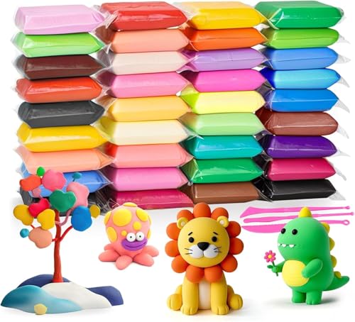 EOPUOZS Modelliermasse Lufttrocknend, 36 Farben Modelliermasse-Set, Clay Set, Lufttrocknender Ton für Kinder, Lufttrockener Magischer Knete, Geschenk für Jungen und Mädchen im Alter von 3-12 Jahren von EOPUOZS