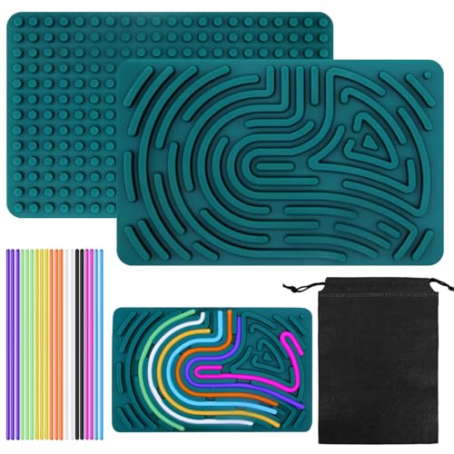 Sensorik Spielzeug Activity Board, Silicone Sensory Fidget Toys für Stress Anxiety, Sensory Reise Toys Spiel für Kinder ab 3 Jahr & Erwachsene, mit Reisetasche & 20 Schnüren Sensorik Spielzeug Activity Board, Silicone Sensory Fidget Toys für Stress Anxiety, Sensory Reise Toys Spiel für Kinder ab 3 Jahr & Erwachsene, mit Reisetasche & 20 Schnüren von EOPUOZS