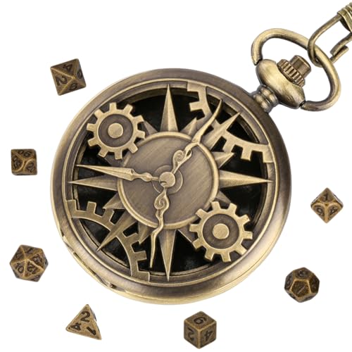 EOYVAIL Standard Wüfel,Mini-Würfel-Set mit Steampunk-Bronze-Hohlbox, polyedrische Würfel (8 Stück) von EOYVAIL