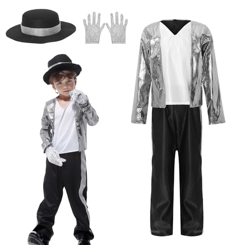 EOZY Michael Jackson Kind Kinder Halloween Kostüm Verkleidung Cosplay Rollenspiel Mädchen Junge Festival Party Karneval Kostüm EOZY Michael Jackson Kind Kinder Halloween Kostüm Verkleidung Cosplay Rollenspiel Mädchen Junge Festival Party Karneval Kostüm von EOZY