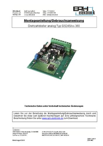 EPH Elektronik GS24S/10/P DC-Drehzahlsteller 10A 24 V/DC von EPH Elektronik