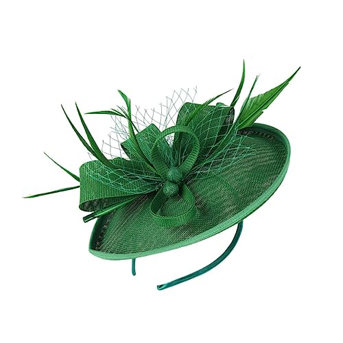EPIGEIST 1 Stück Feder Blumen Stirnband Haarbänder 1920er Haarzubehör Perlen haarschmuck Haarblume Haarband-Clip Haarstirnbänder Fascinators Teeparty für Frauen Brauthaar Leinenimitat Grün von EPIGEIST