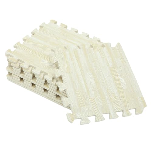 EPIGEIST 10 Stück Teiliges Eva Spielmatten mit Holzmaserung rutschfeste Schadstofffreie Krabbelmatte für Junge Mädchen Abwischbar Interlocking Puzzle Design für Kinderzimmer und Wohnzimmer von EPIGEIST