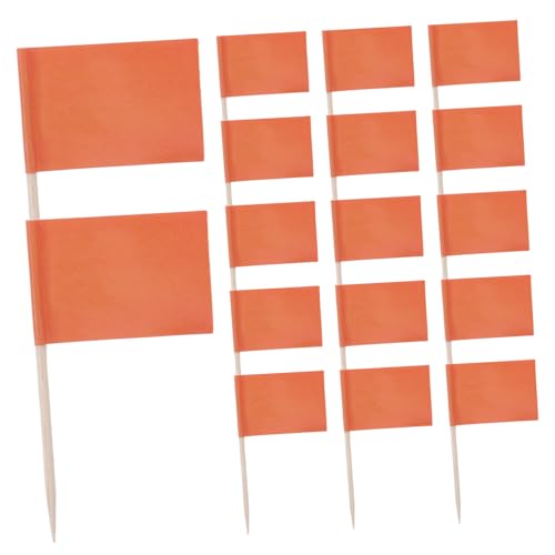 EPIGEIST 100 Stück Kleine Zahnstocher Flaggen in Orange Praktische Dekorationspicker für Kuchen Cupcake Topper Obst und Käseplatten und Vielseitig für Party und Buffet von EPIGEIST