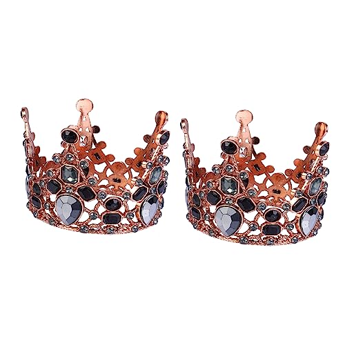 EPIGEIST 2 Stück Geburtstagskrone Dame Geburtstag Prinz Krone Hochzeitsdekor Dusche Dessertkronenaufsatz Party-Krone- Hochzeits-Cupcake-Topper Metall Schwarz von EPIGEIST