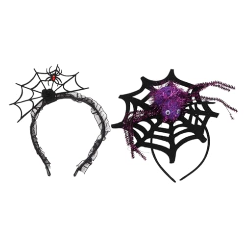 EPIGEIST 2 Stück Halloween Haarreif mit Großem Spinnennetz und Realistischer Spinne Stylischer Kopfschmuck für Party Kostüm Fasching und Halloween Schwarz und Auffälliges Haardekor von EPIGEIST