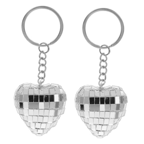 EPIGEIST 2 Stück Herzförmiger Disco Ball Schlüsselanhänger Kleine Reflektierende Party Deko Vielseitig als Schlüsselring oder Taschenanhänger für Disco Partys Geburtstage Halloween von EPIGEIST