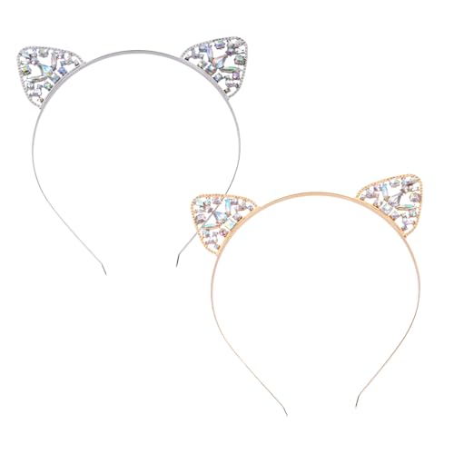 EPIGEIST 2 Stück Katzenohren Haarreif mit Glitzer rhinestones Modisches Party haarband für Frauen und Mädchen Geeignet für Kostümfeste Karneval Cosplay und Geburtstagsfeiern von EPIGEIST