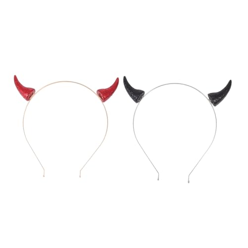 EPIGEIST 2 Stück Teiliges Halloween Teufelshörner Haarreif Schwarzer und Roter Dämonen Stirnband Kopfschmuck Leichtes Kostümzubehör für Damen und Herren Party Cosplay von EPIGEIST