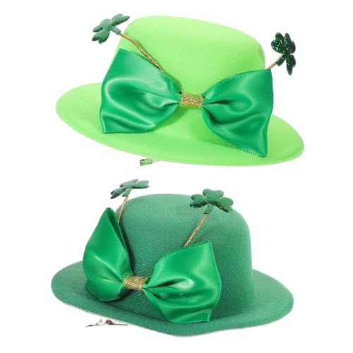 EPIGEIST 2 Stück Teiliges Mini Kleeblatt Haarclip Patricks Day Hut Haarklammer Grün Vielseitiger Filzhut Haarschmuck für Kostüm Party Karneval und Festliche Anlässe von EPIGEIST
